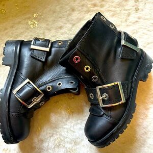 Alexander McQueen double buckle combat booties